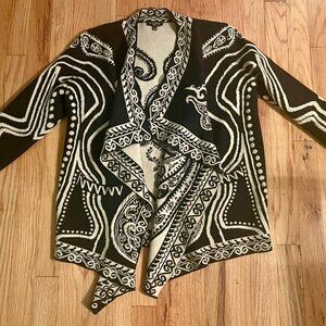 Etro Pattern Wool Blend Stretchy Sweater Open Cardigan Women's 42 Pockets